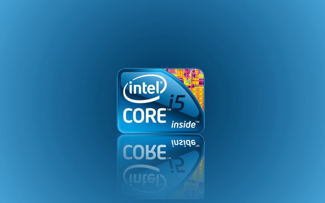 Blue intel core logo reflection free wallpaper for desktop - medium preview image