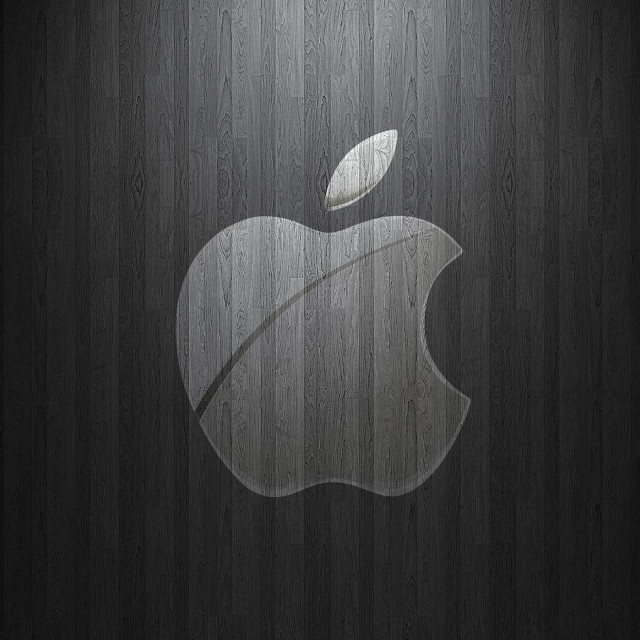 Wooden wall apple logo black free wallpaper for tablet - medium preview image