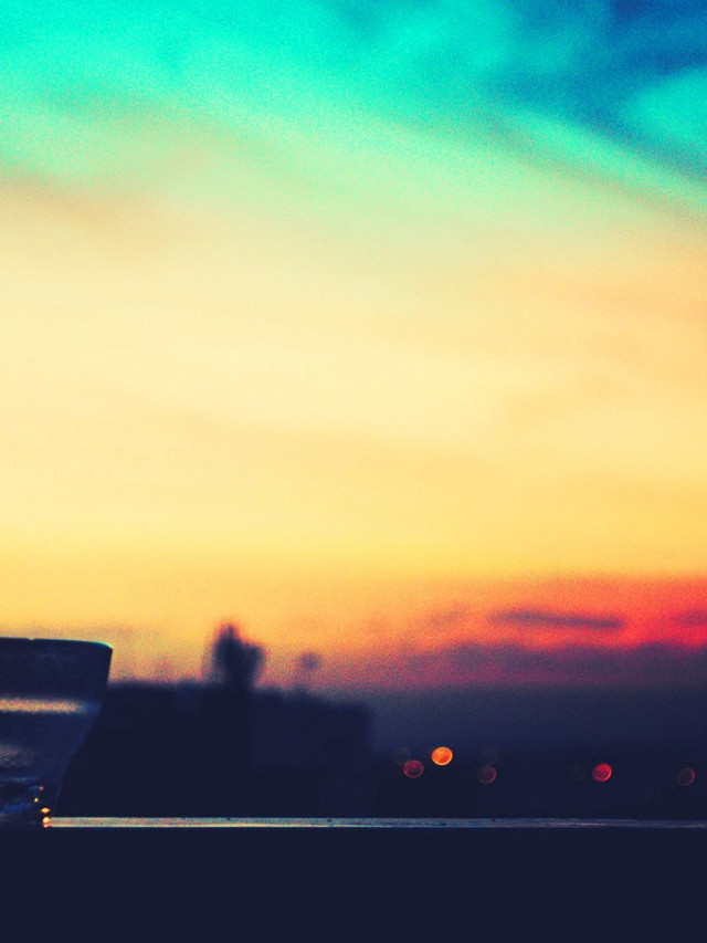 Person bench laptop sunset building free wallpaper for mobile - medium preview image