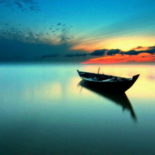 Boat lake cloudy sky sunset #2 free wallpaper for tablet - medium preview image