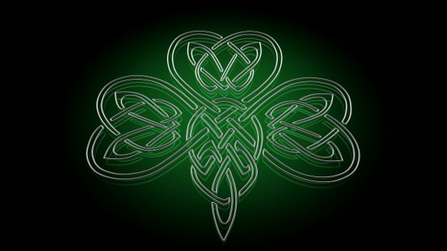 Green shamrock black background white #2 free wallpaper for desktop - medium preview image