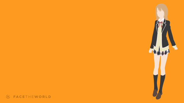 Woman orange background pleated skirt free wallpaper for desktop - medium preview image