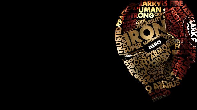 Iron man red gold text free wallpaper for desktop - medium preview image