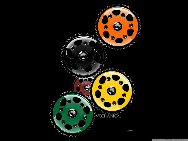 Colored gears black background white free wallpaper for desktop - medium preview image