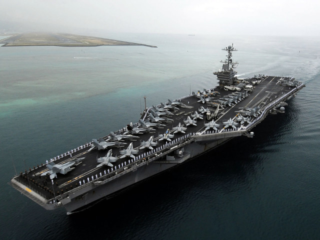 Aircraft carrier ocean island floating #2 free wallpaper for desktop - medium preview image