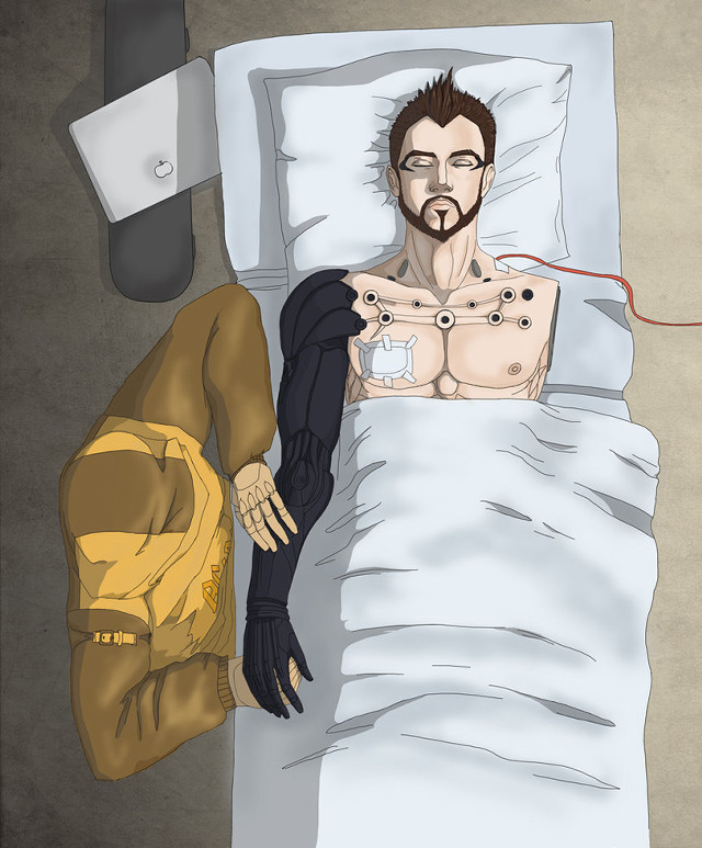 Man laying bed backpack laptop free wallpaper for mobile - medium preview image