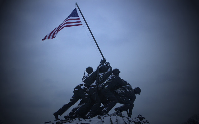 Soldiers raising flag mountain flagpole #2 free wallpaper for desktop - medium preview image