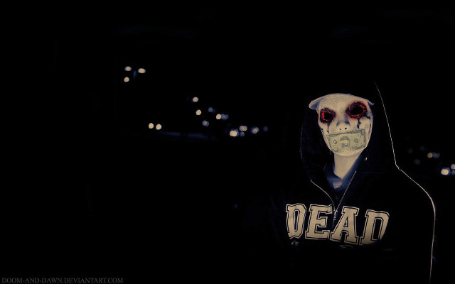 Skeleton face hoodie dark lights free wallpaper for desktop - medium preview image