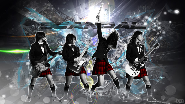 Girls school uniforms guitars group free wallpaper for desktop - medium preview image