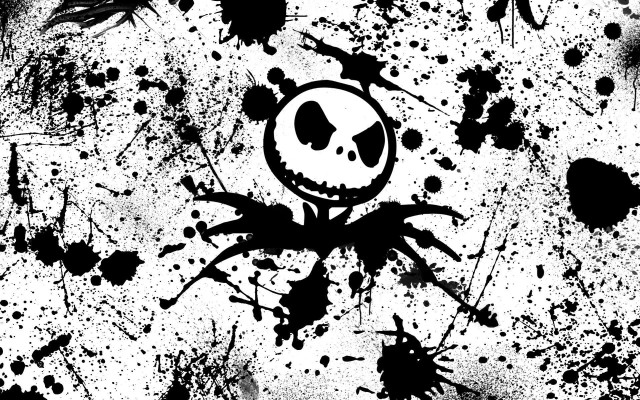 Skull black white splatters face free wallpaper for desktop - medium preview image