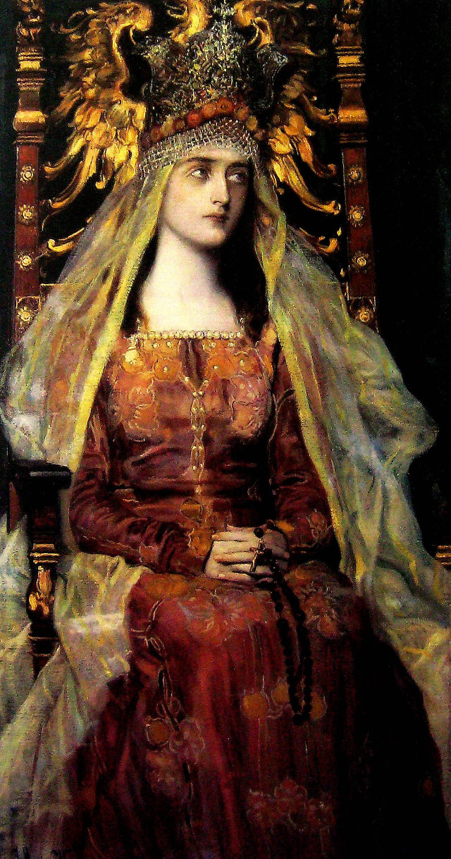 Woman red dress crown throne free wallpaper for mobile - medium preview image