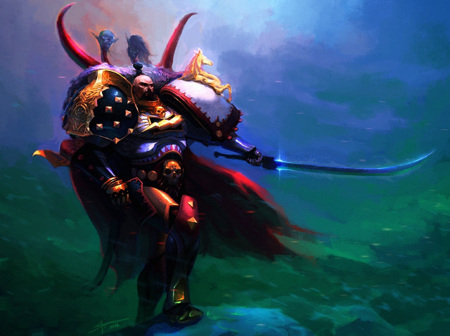 Man sword armor water demon free wallpaper for desktop - medium preview image