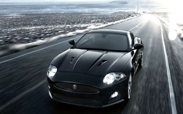 Black car highway mountain sun free wallpaper for desktop - medium preview image