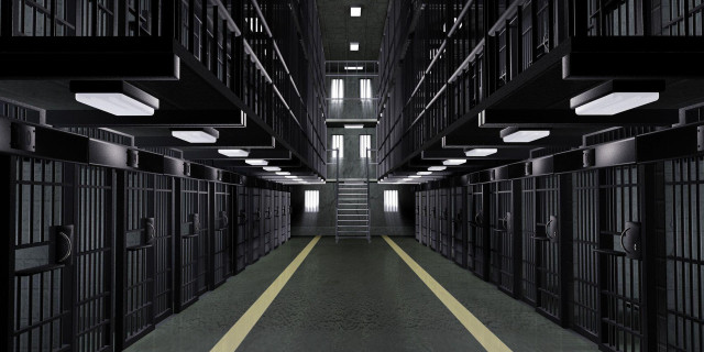 Long hallway jail cells ladder free wallpaper for desktop - medium preview image