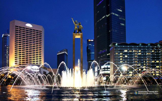 Fountain statue city night building free wallpaper for desktop - medium preview image