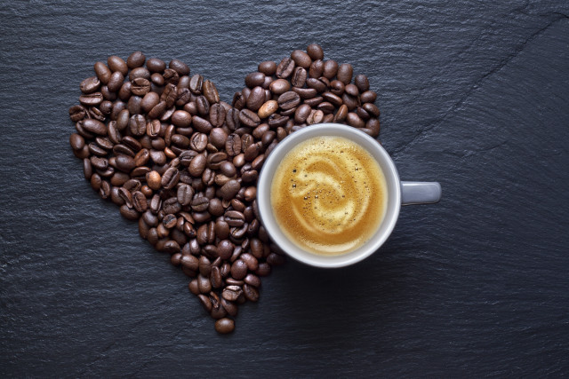 Coffee heart beans black gray free wallpaper for desktop - medium preview image