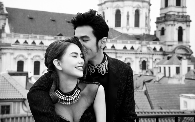 Man woman posing picture building free wallpaper for desktop - medium preview image