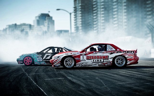 Cars racing track city dust free wallpaper for desktop - medium preview image
