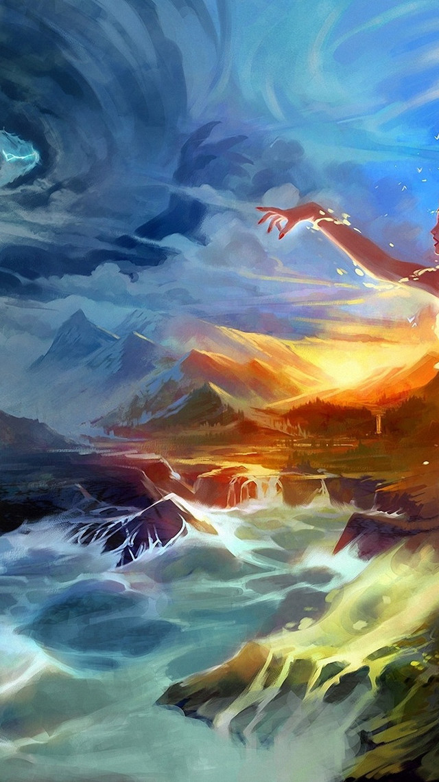 Woman cliff ocean arms outstretched free wallpaper for mobile - medium preview image