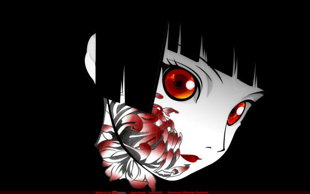 Woman red eyes flower arm free wallpaper for desktop - medium preview image