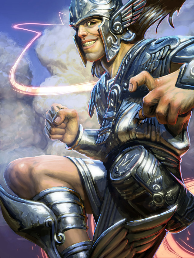 Man armor sword cloud lightning free wallpaper for mobile - medium preview image