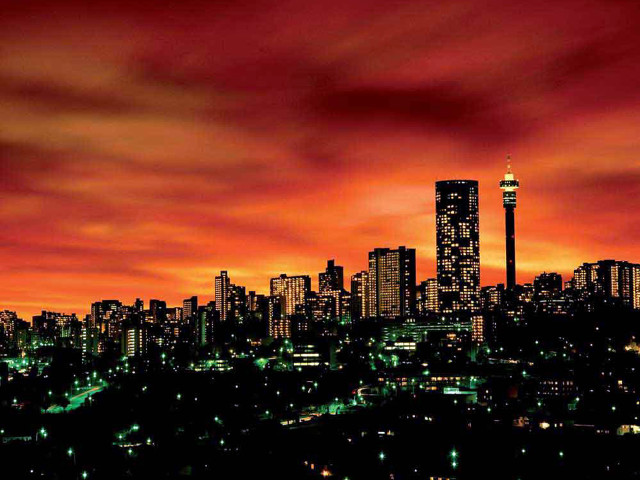 City skyline red sky orange free wallpaper for desktop - medium preview image