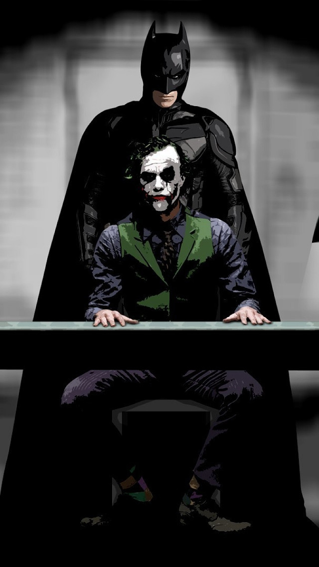 Batman joker sitting table dark free wallpaper for mobile - medium preview image