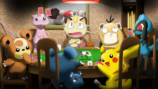 Stuffed animals card game table free wallpaper for desktop - medium preview image