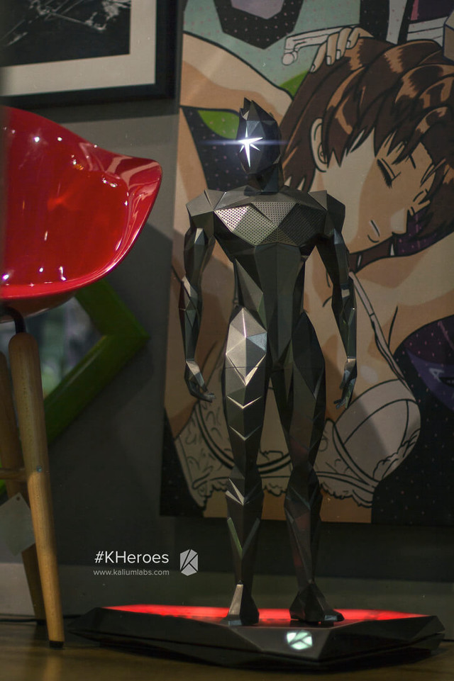 Statue man red chair painting free wallpaper for mobile - medium preview image