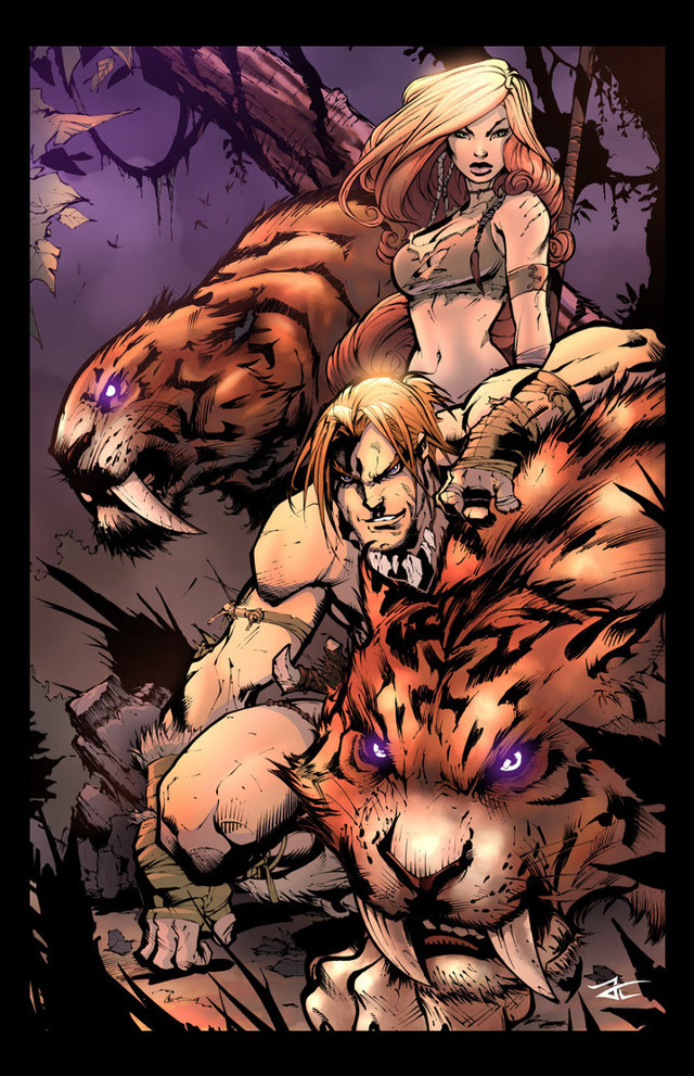 Woman bikini tiger forest man free wallpaper for mobile - medium preview image