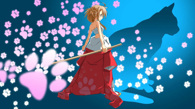 Woman red dress cat paw free wallpaper for desktop - medium preview image