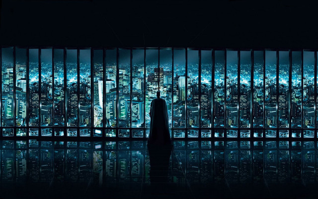 Person window city night hologram free wallpaper for desktop - medium preview image