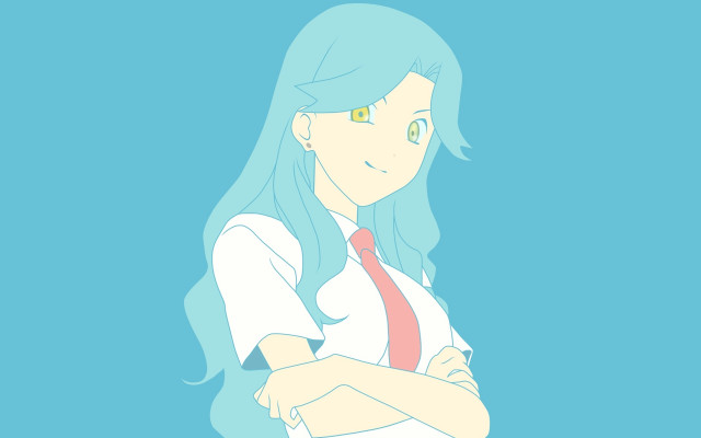 Ayako blue hair red tie free wallpaper for desktop - medium preview image