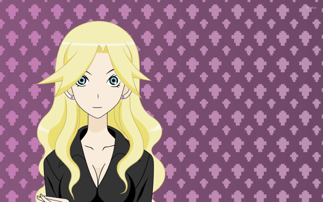 Blonde woman anime purple background free wallpaper for desktop - medium preview image
