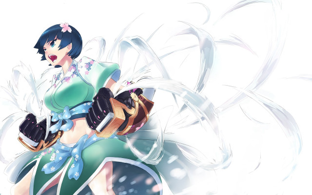 Woman green dress brown bag free wallpaper for desktop - medium preview image