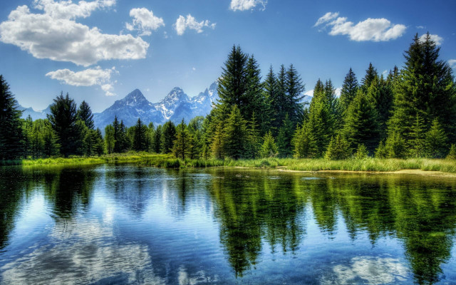 Lake trees mountains blue sky #22 free wallpaper for desktop - medium preview image