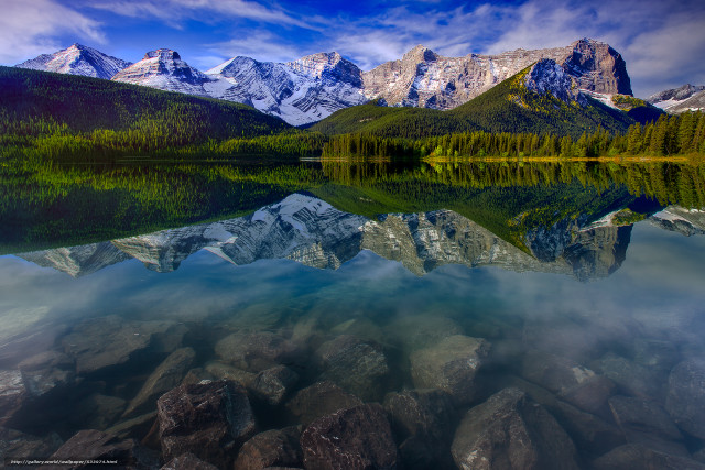 Mountain range reflection still lake #6 free wallpaper for desktop - medium preview image