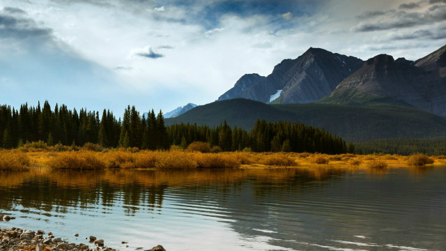 Lake mountains trees cloudy sky #38 free wallpaper for desktop - medium preview image