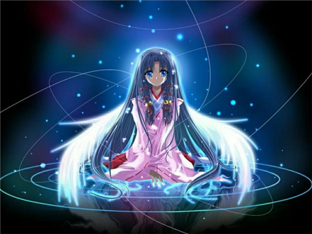 Anime character blue background blue free wallpaper for desktop - medium preview image