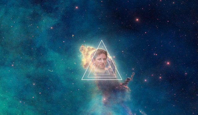 Man triangle space stars blue free wallpaper for desktop - medium preview image