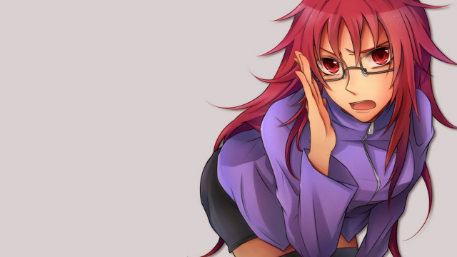 Woman red hair glasses hand free wallpaper for desktop - medium preview image