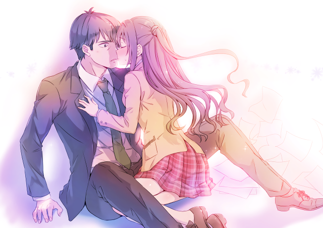 Man woman sitting floor white free wallpaper for desktop - medium preview image