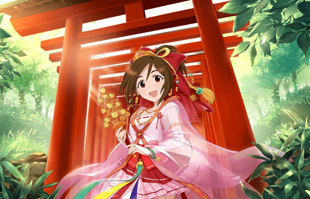 Woman kimono red torii gate free wallpaper for desktop - medium preview image