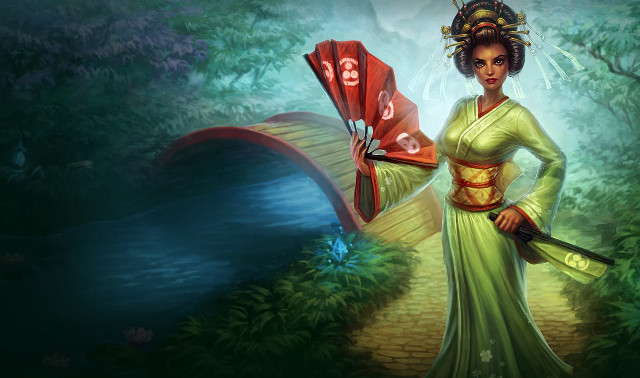 Woman green dress red umbrella free wallpaper for desktop - medium preview image