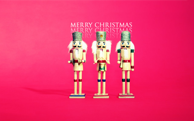 Wooden nutcrackers merry christmas pink free wallpaper for desktop - medium preview image