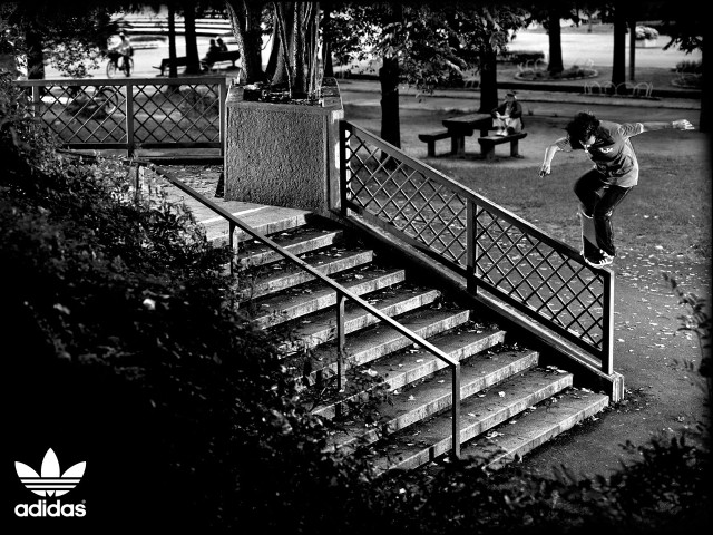 Skateboarder rail park stairs bench free wallpaper for desktop - medium preview image