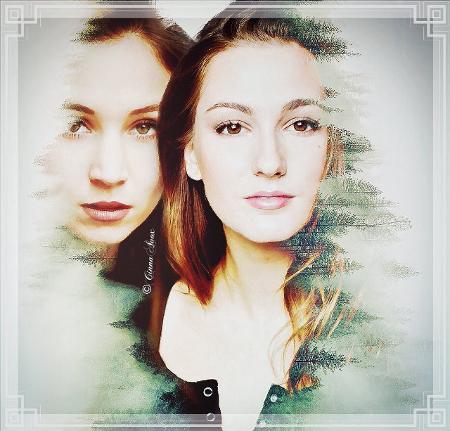 Two women posing picture frame free wallpaper for tablet - medium preview image