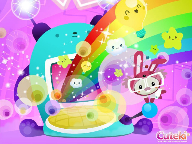 Cartoon character rainbow stars clouds free wallpaper for desktop - medium preview image