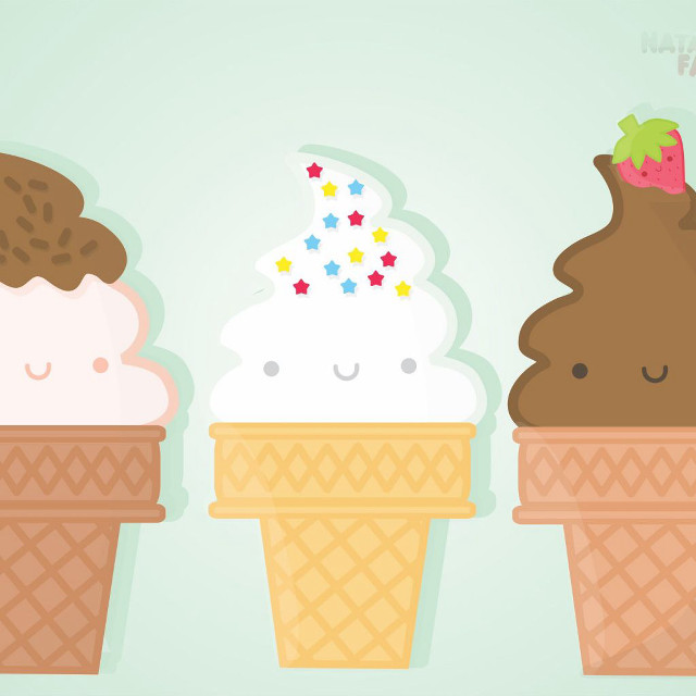 Three ice cream cones strawberry free wallpaper for tablet - medium preview image