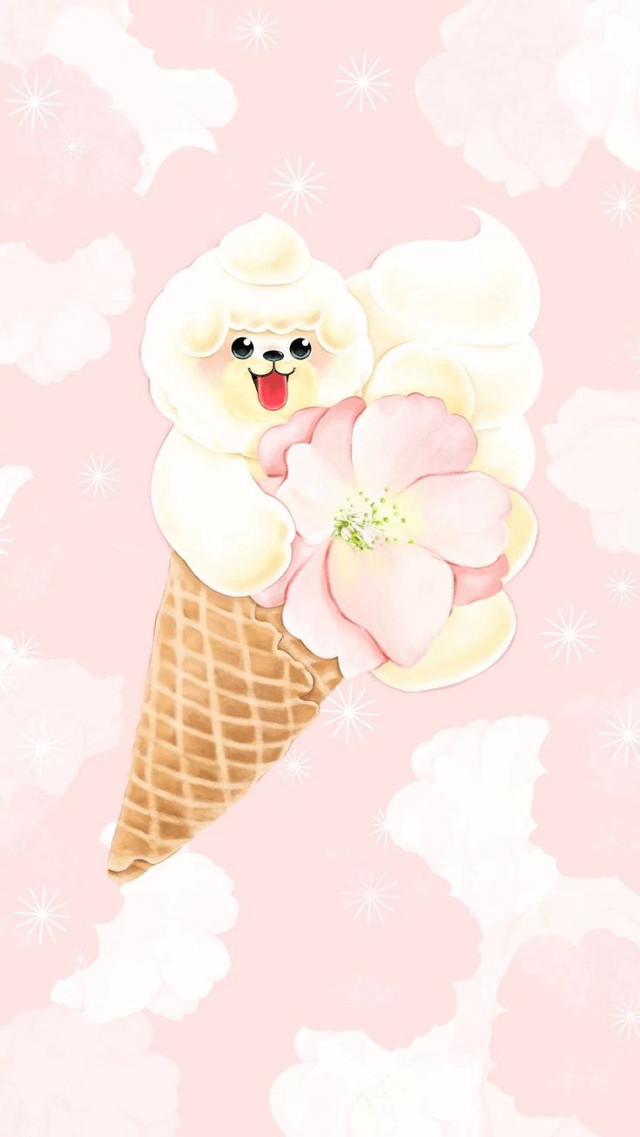 Pink background cartoon ice cream free wallpaper for mobile - medium preview image